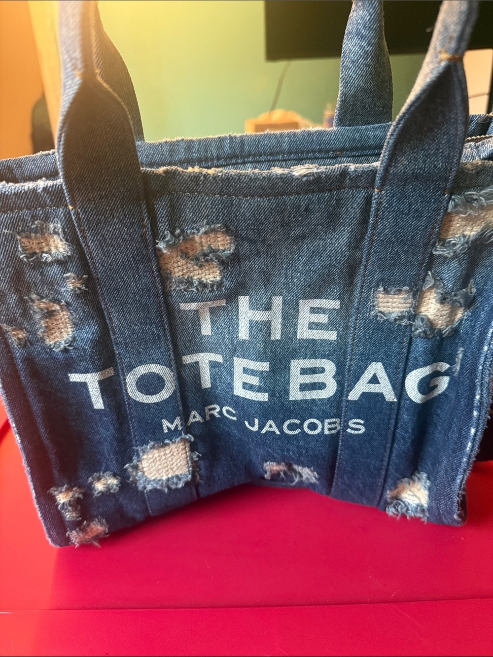 Marc Jacobs Distressed Denim Tote Bag medium size used - Picture 2 of 10
